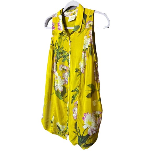 Maeve by Anthropologie Duchess Floral Sleeveless Blouse Women’s Size 10 Yellow - Picture 4 of 9